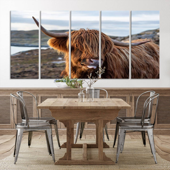 Cuddly Highland Cow Canvas Photo Wall Art Print Highlands Art Cute Animal Wall Art