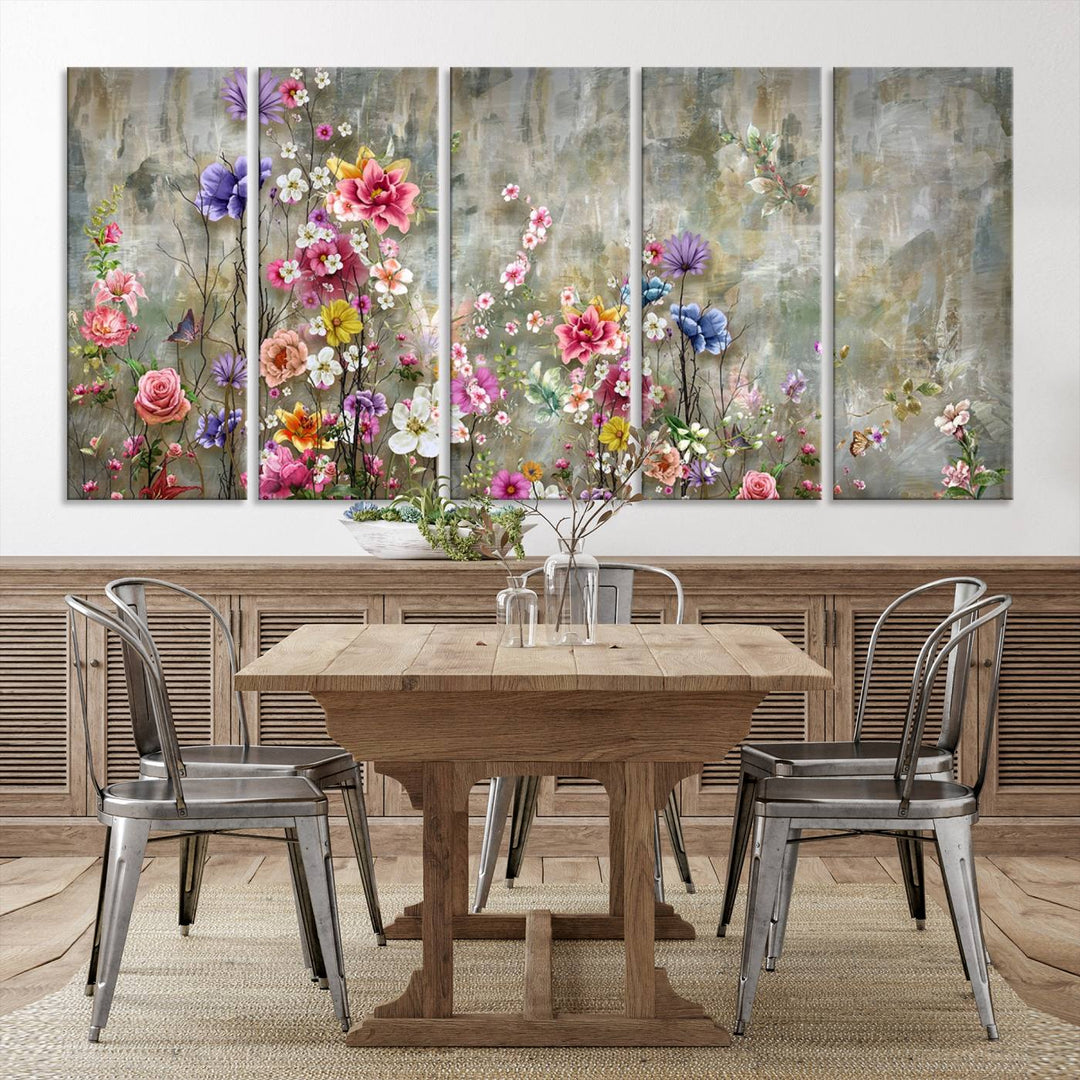 Cozy Flowers Painting on Canvas Wall Art Floral Canvas Print