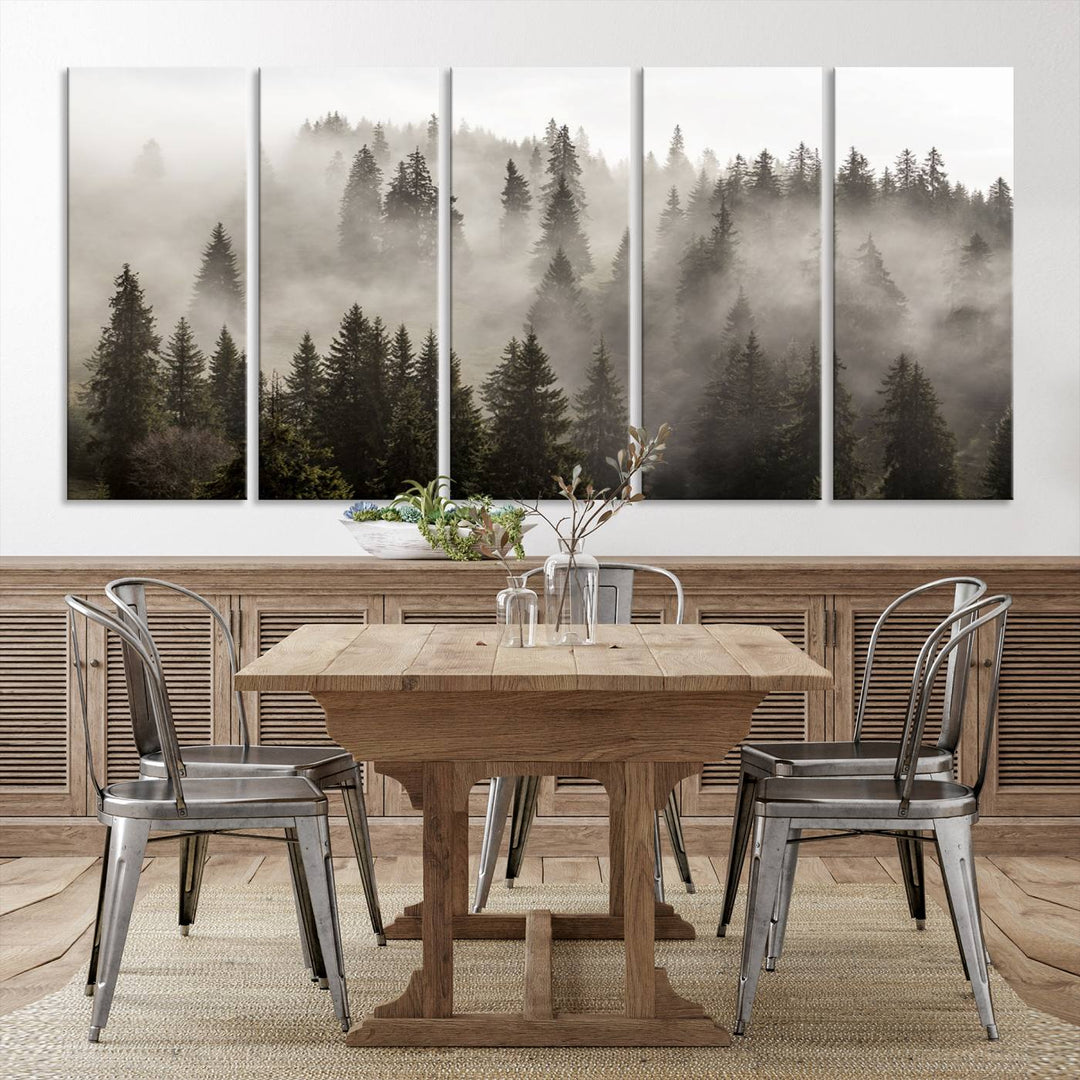 Foggy Forest Wall Art Canvas Print