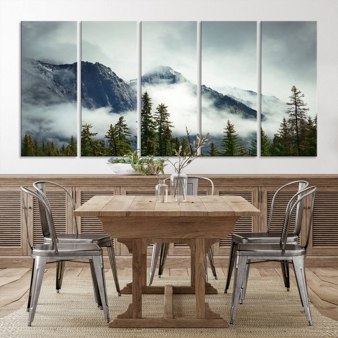 Misty Mountain Forest Wall Art Canvas Print