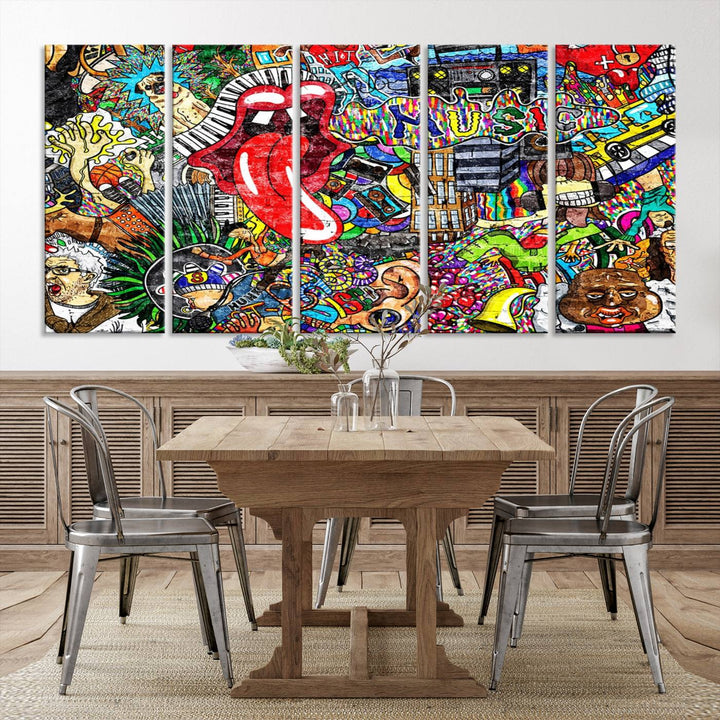 Vibrant Music Graffiti Wall Art Canvas Print