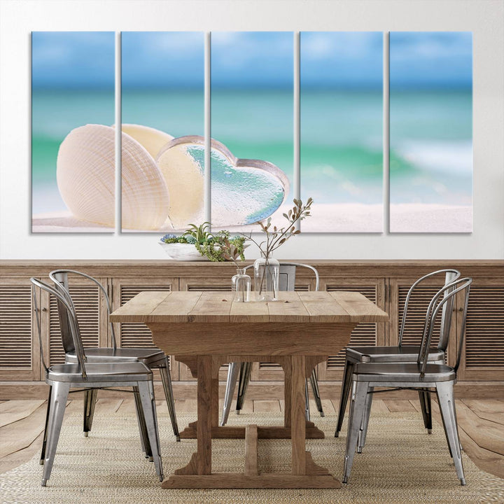 Impression sur toile d'art mural de coquillage d'amour de plage