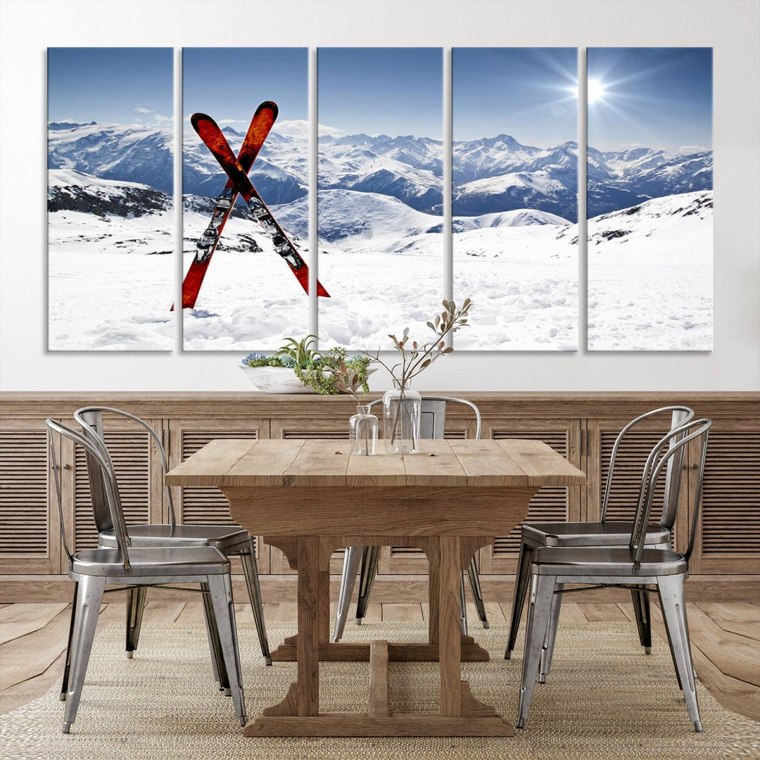 Impression sur toile d’art mural de montagne de neige, art mural de sport de snowboard