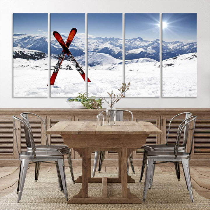 Snow Mountain Wall Art Canvas Print, Snowboard Sport Wall Art