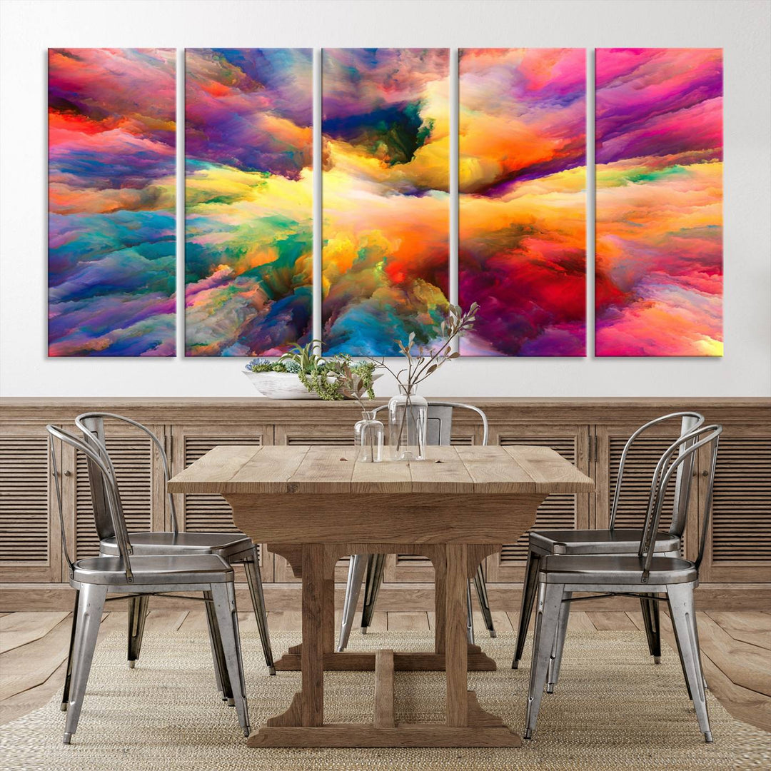 Arte de pared en forma de nube de colores vibrantes y ardientes Lienzo