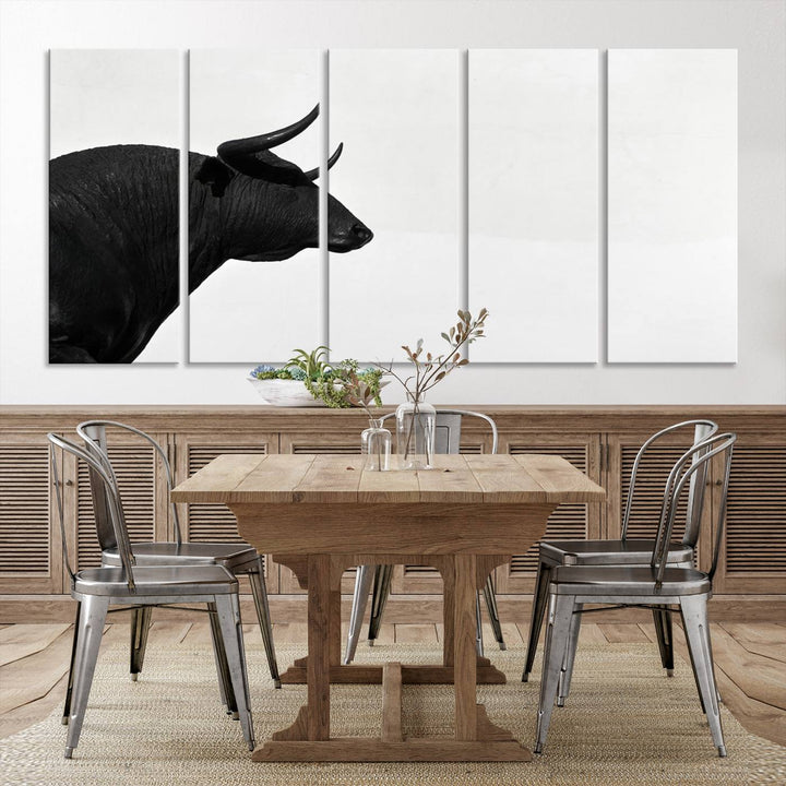 The Spanish Bull Wall Art Canvas Print is crafted on museum-quality canvases and is coated with UV-protective layers for lasting brilliance. It comes ready to hang, effortlessly enhancing your living space.