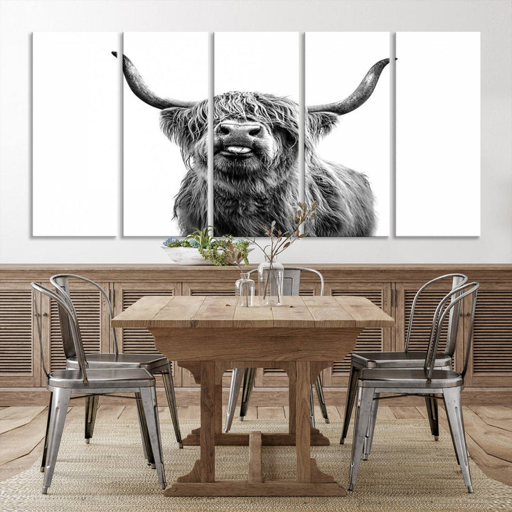 Fanny Scottish Highland Cow Cattle Art Print Farmhouse Wall Art Canvas Print