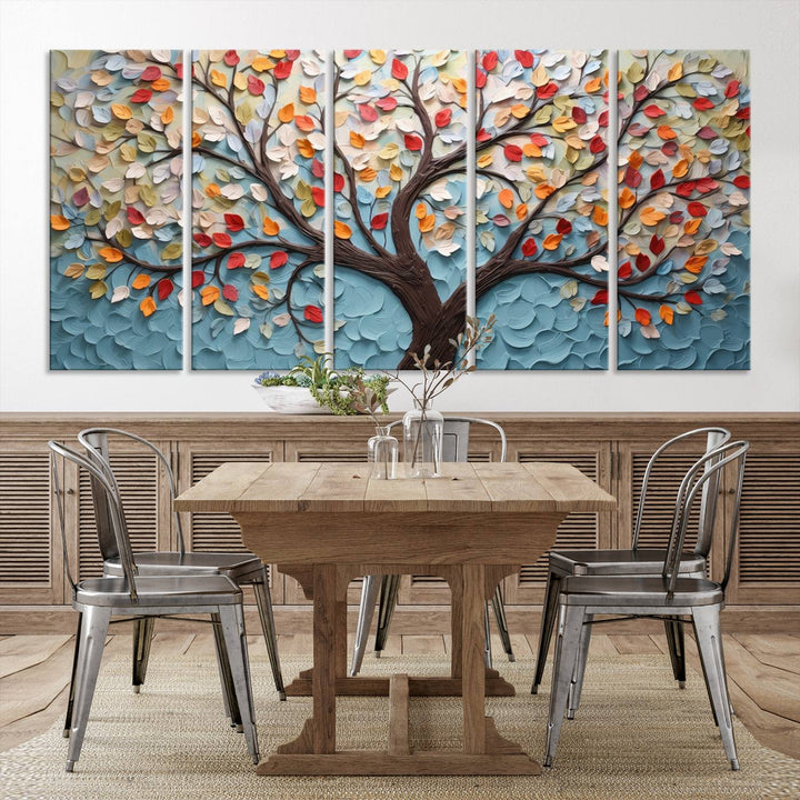 Abstract Tree and Leaf Wall Art Canvas Print