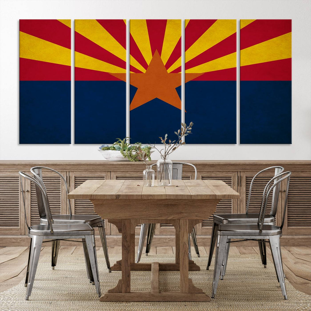 The Arizona States Flag Wall Art Canvas Print, made from museum-quality canvas with a UV-protective coating, is displayed prominently.