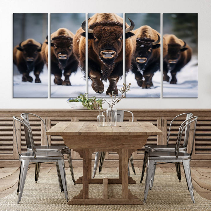 Buffalo Wall Art Canvas Print, American Bison Herd Wall Art Canvas Print