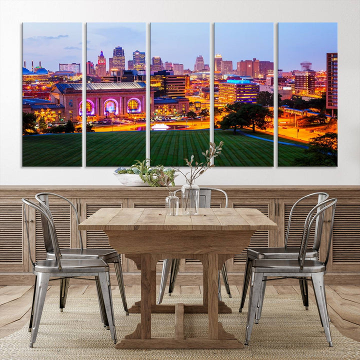 Kansas City Night Canvas Print - Arte de pared grande para decoración del hogar y la oficina