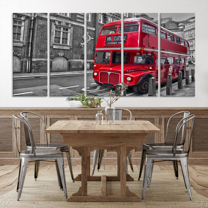 London Red Bus Wall Art, Red Telephone Club, London Night Canvas Print