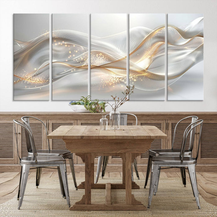 Abstract art Grey and Gold Lines Wall Art