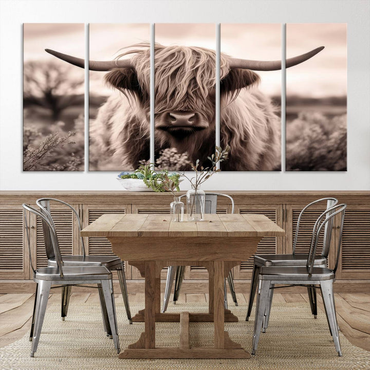 Scottish Cow Longhorn Wall Art Canvas Print.