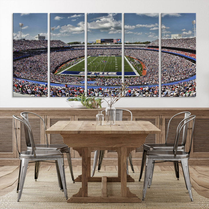 Buffalo Bills Football Team Print - Highmark Stadium Wall Art Canvas Print - Bills Stadium Game Day Triple Canvas Wall Art - Buffalo Bills NFL Match