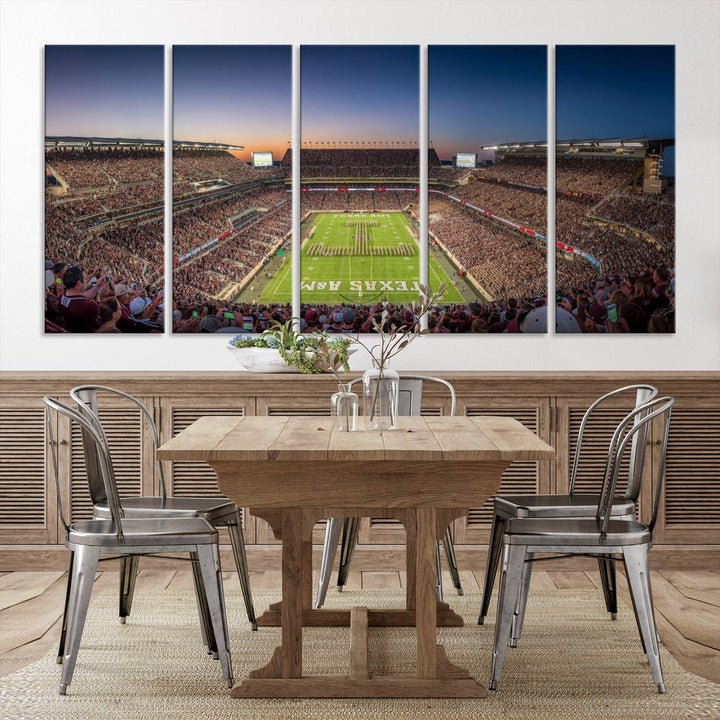 Texas A&M University Aggies Football Team Print - College Station Kyle Field Stadium Wall Art Canvas Print