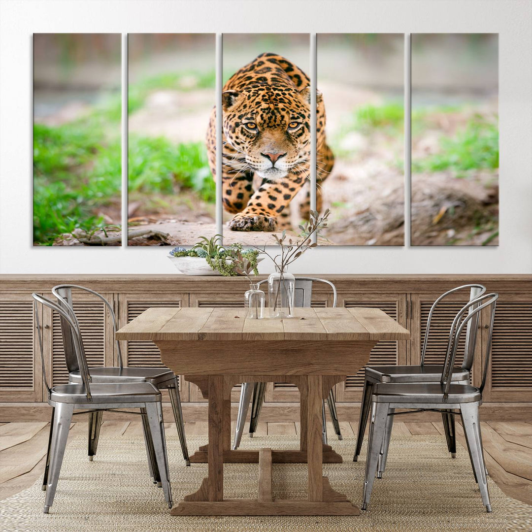 Leopard on the Prowl - Stunning Large Framed Canvas Wall Art for Living Room, Bedroom, or Office Décor, Vibrant Wildlife Print, Ready to Hang