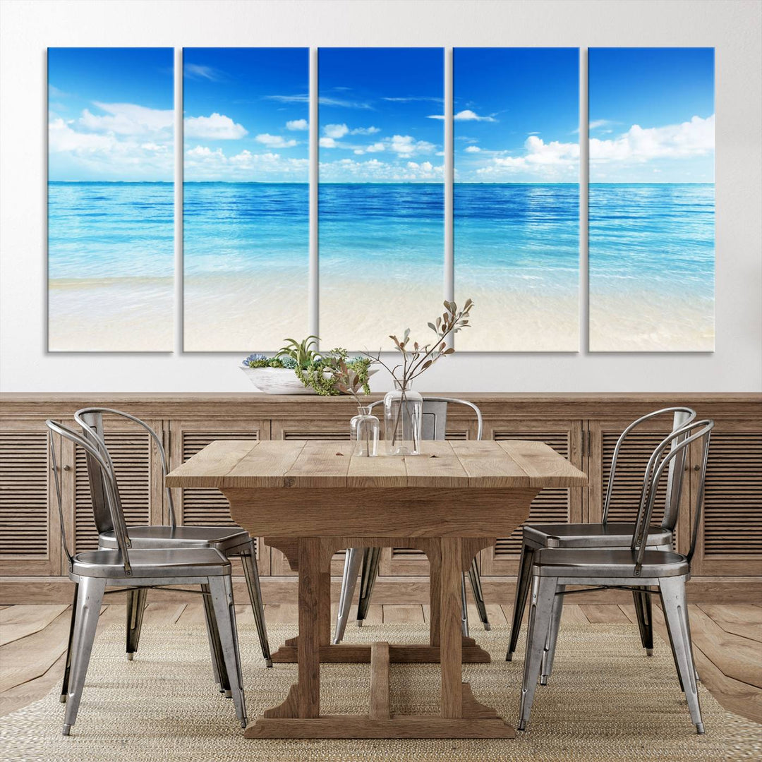 Impresión en lienzo grande de océano y playa para decoración artística de pared de comedor