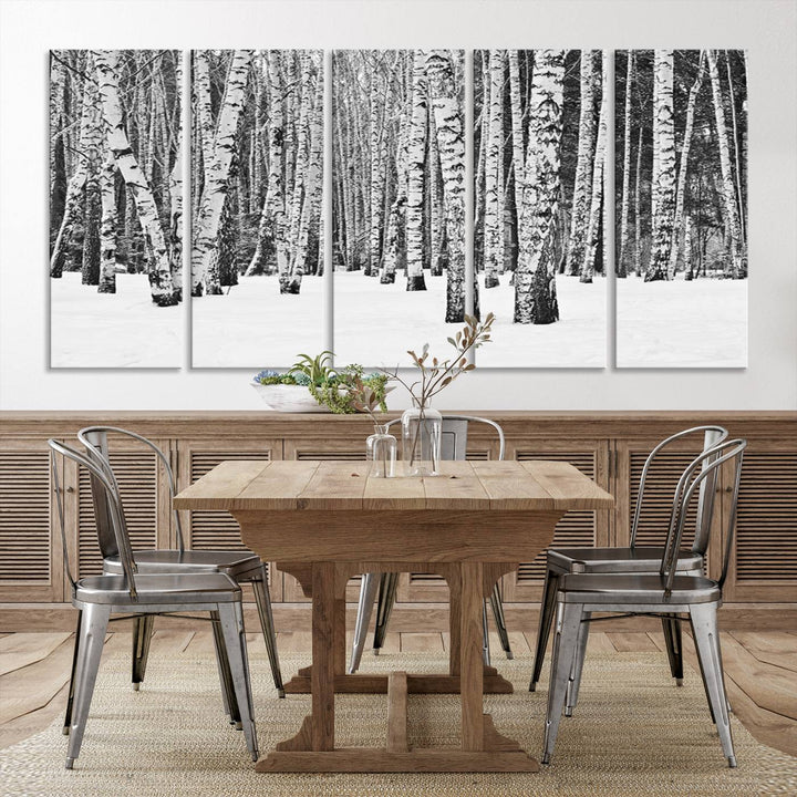 Wall Art Landscape Canvas Print Forest in Winter with Snowy Ground and Trees