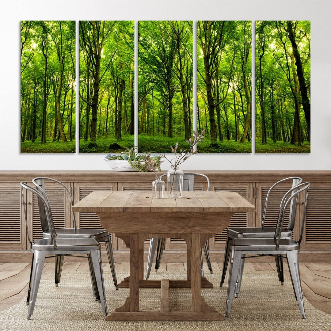 Impression sur toile de paysage d'art mural, vue panoramique d'une forêt verte