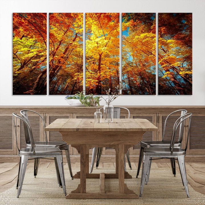 Forest View at Fall Wall Art Autumn Colors Landscape Canvas Print