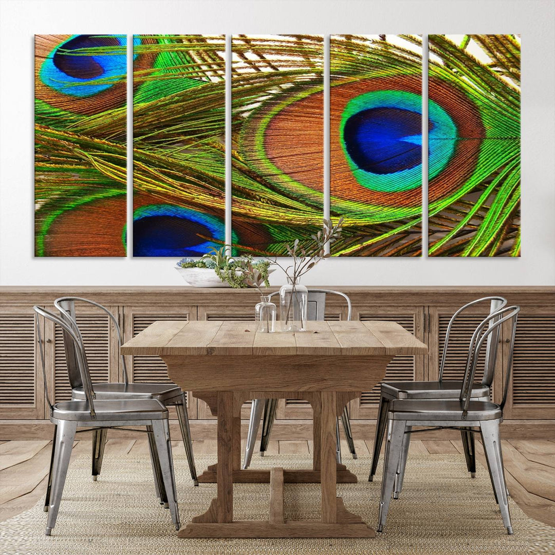 Wall Art Animal Canvas Print Triple Eyed Peacock Wing