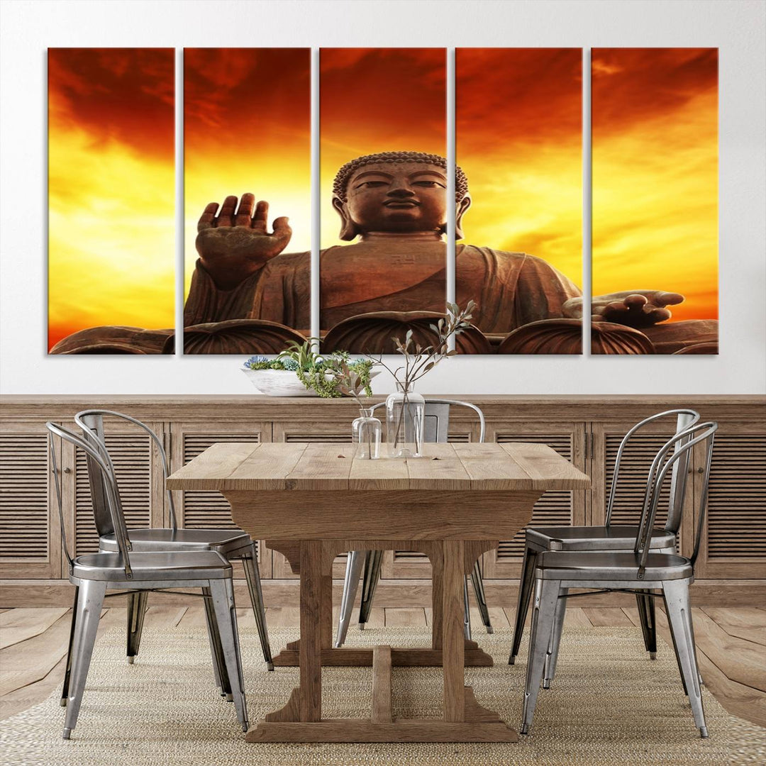 Wall Art Close up Buddha Statue at Sunset Canvas Print 