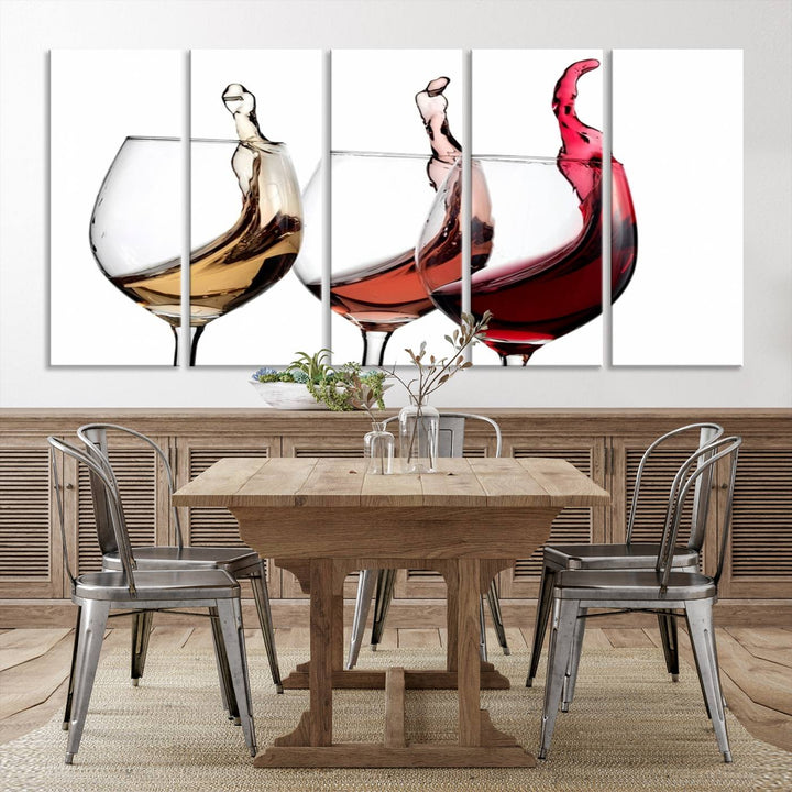 49896 - Lienzo decorativo para pared grande con vino abstracto en copas