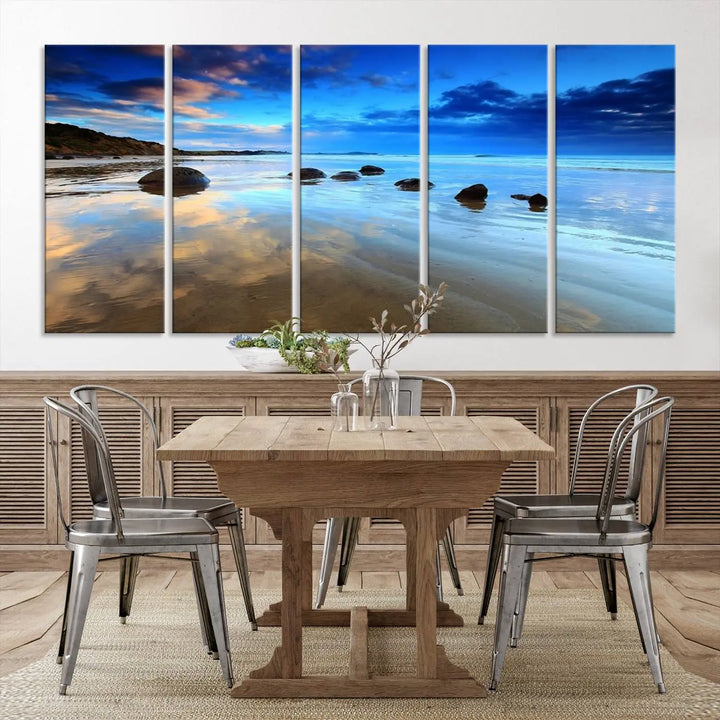 Wonderful Beach Landscape with Mountain Canvas Print 