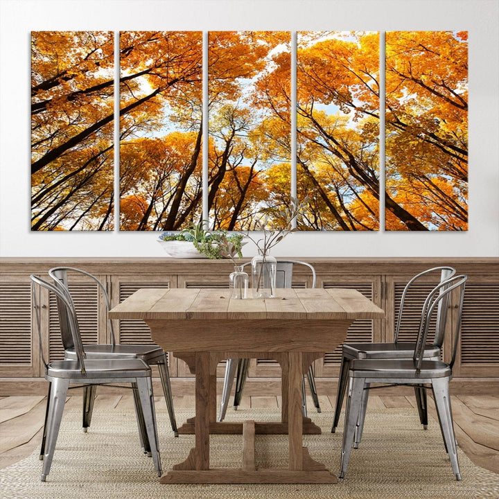 Wall Art Yellow Forest and Sky in Autumn Canvas Print