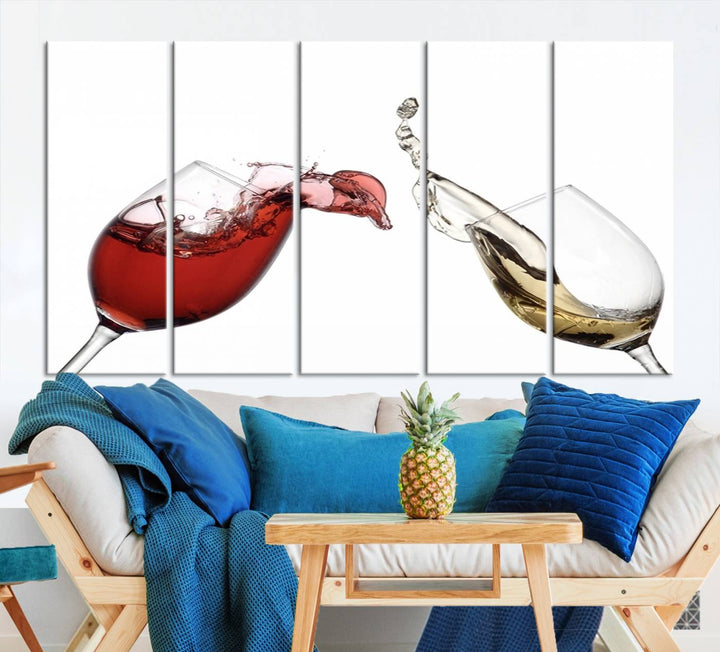 Red and White Wine in Glass Canvas Print