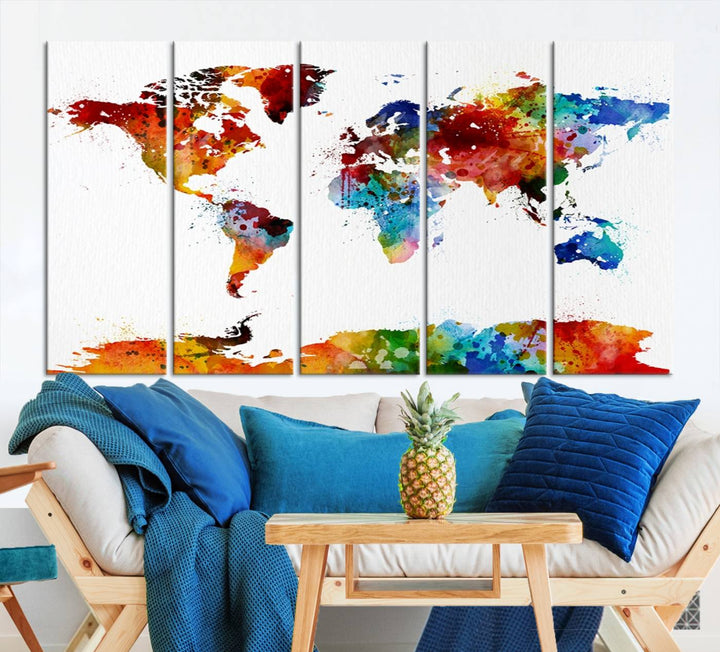 Watercolor World Map Canvas Print