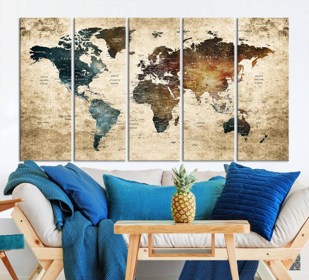 Carte du monde Impression sur toile