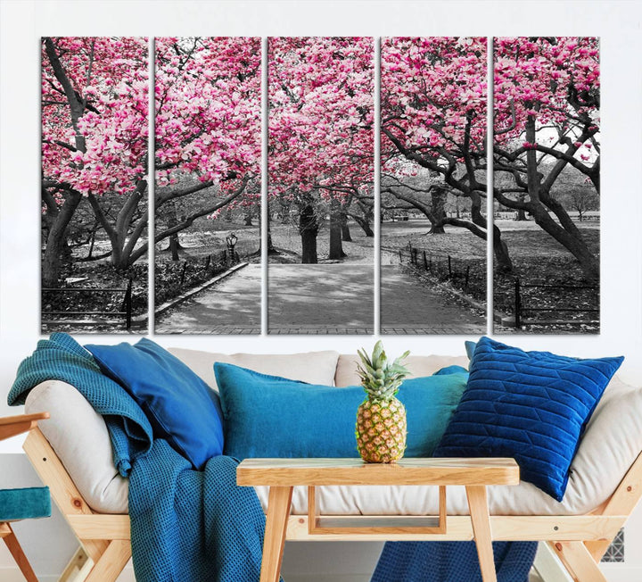 Art mural d’arbres roses Impression sur toile