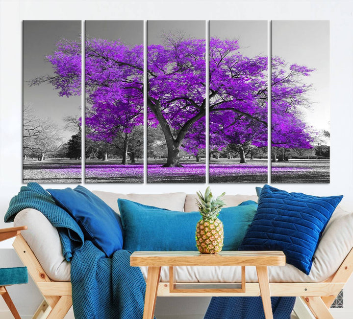 Art mural grand arbre violet Impression sur toile