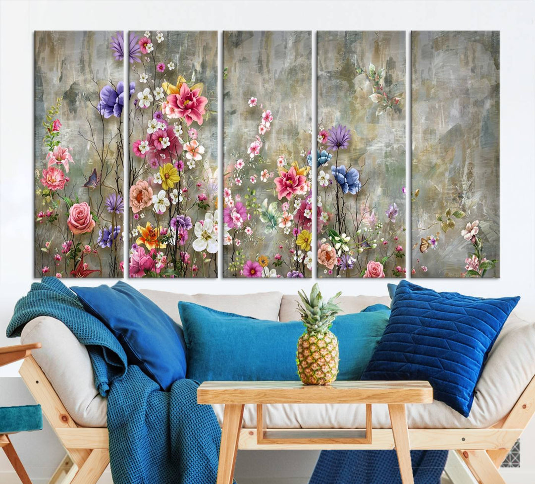 Cozy Flowers Painting on Canvas Wall Art Floral Canvas Print