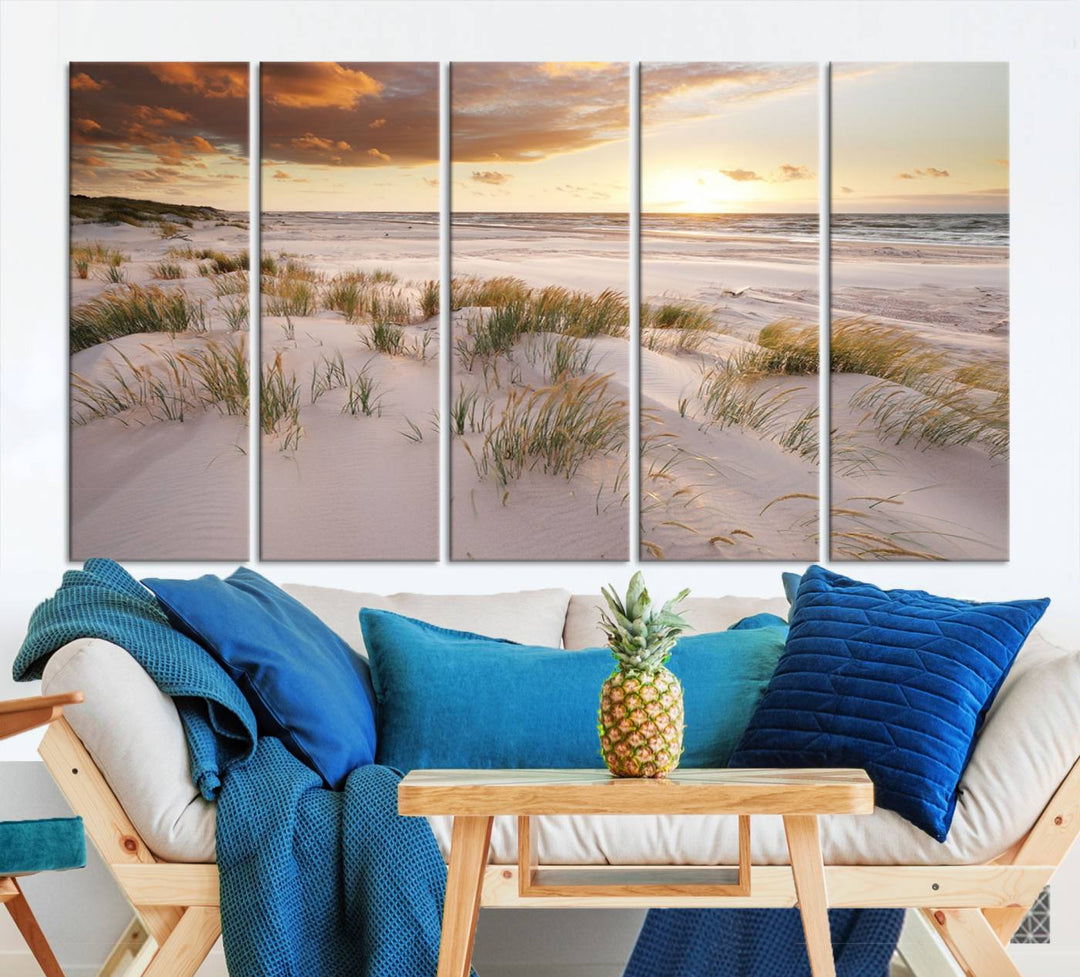 Ocean Beach Wall Art Canvas Print Sunset Artwork Print Coastal Wall Art