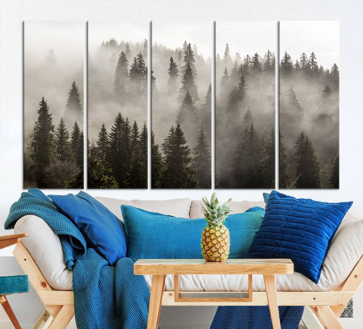 Foggy Forest Wall Art Canvas Print