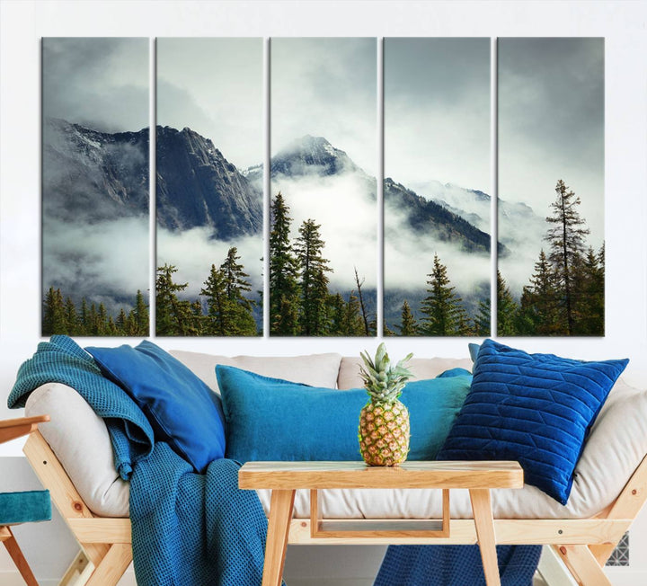 Misty Mountain Forest Wall Art Canvas Print