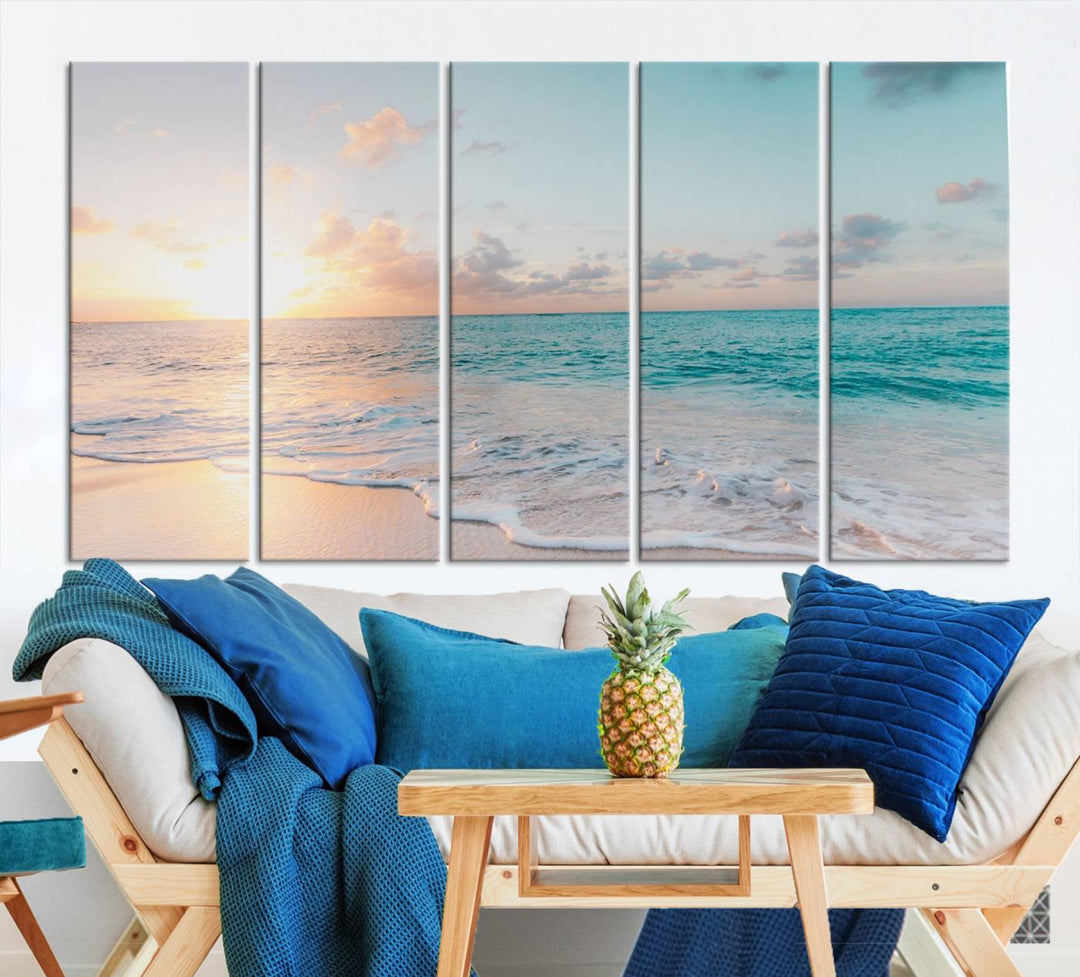 Sunset Beach Art Ocean Vibes Art mural Impression sur toile