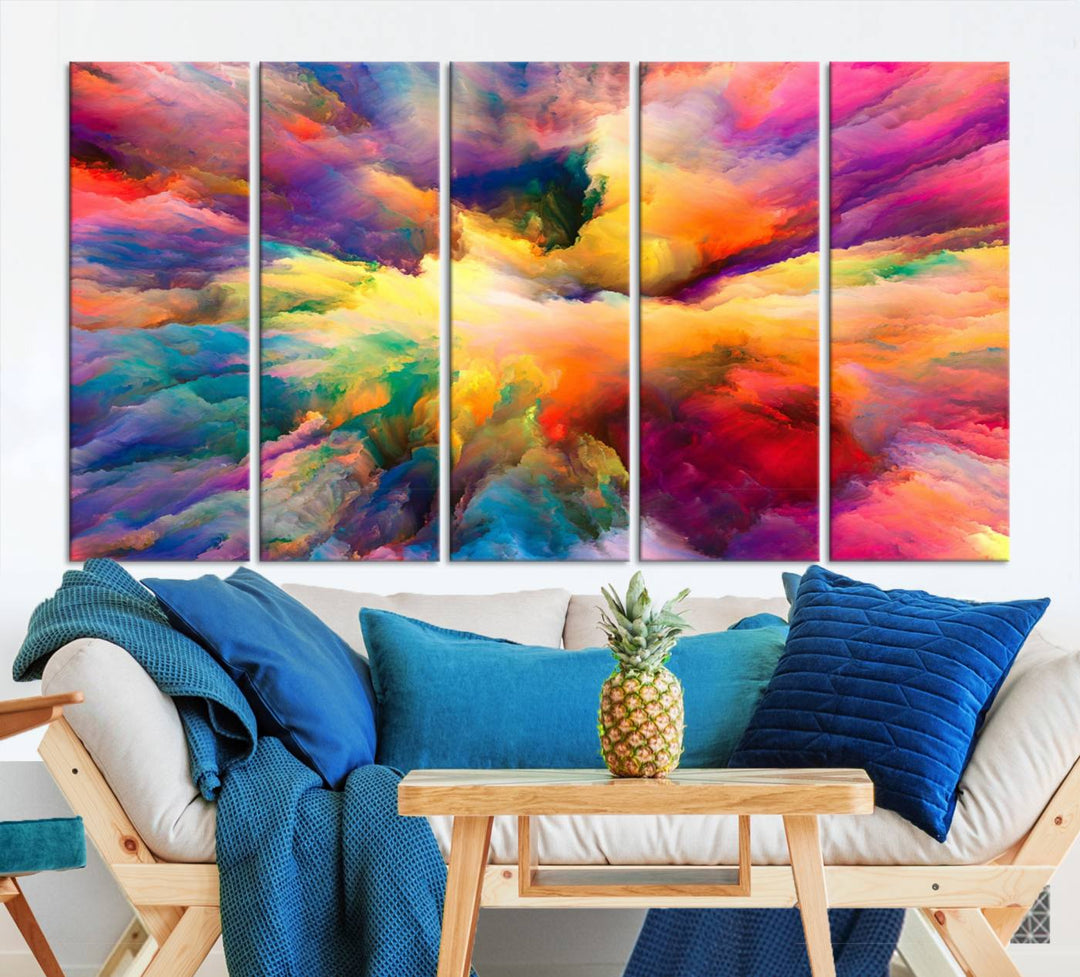 Arte de pared en forma de nube de colores vibrantes y ardientes Lienzo