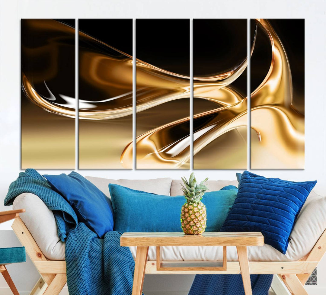 Liquid Glittered Luxury Gold Canvas Wall Art Print