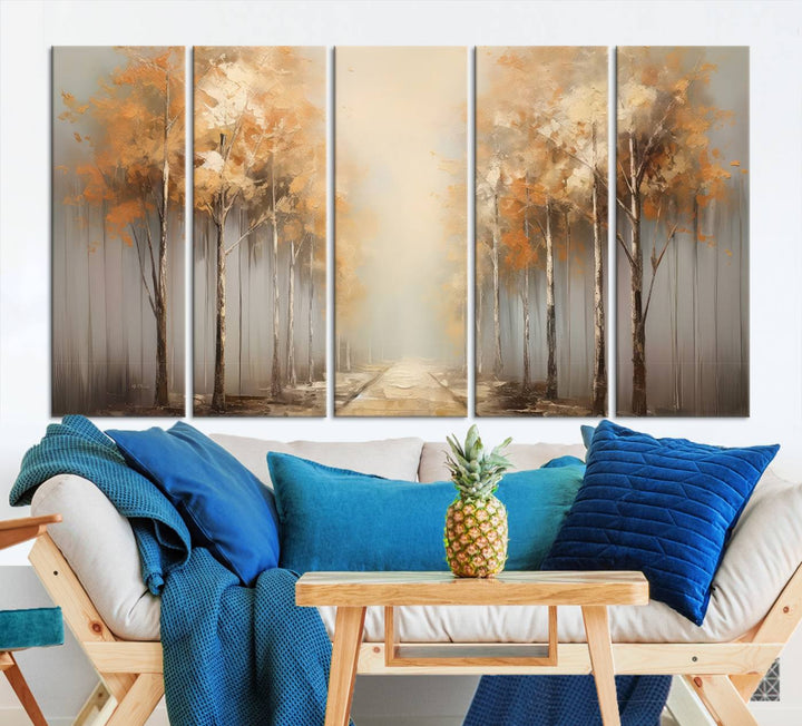 Autumn Forest Path Wall Art | Large Canvas Print for Living Room, Bedroom, or Office Decor | Forest Wall Art, 3 Panel Wall Art