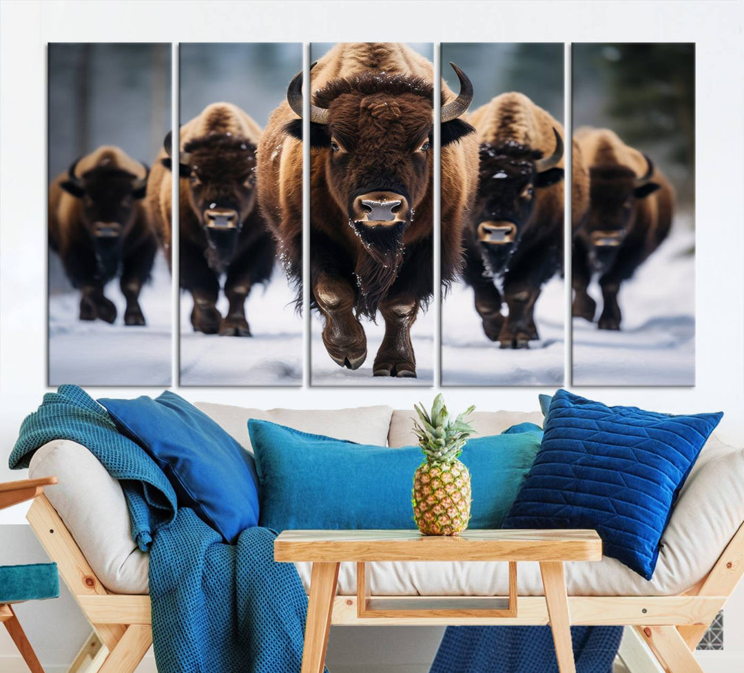 Buffalo Wall Art Canvas Print, American Bison Herd Wall Art Canvas Print