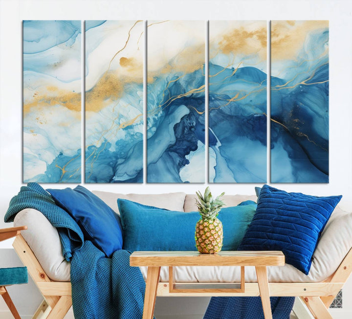 Impression sur toile d'art mural bleu marine, impression d'œuvres d'art abstraites