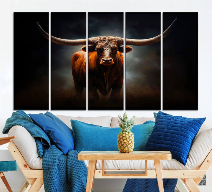 Longhorn Bull Wall Art Canvas Set – Bold Western Elegance for Rustic Home Décor