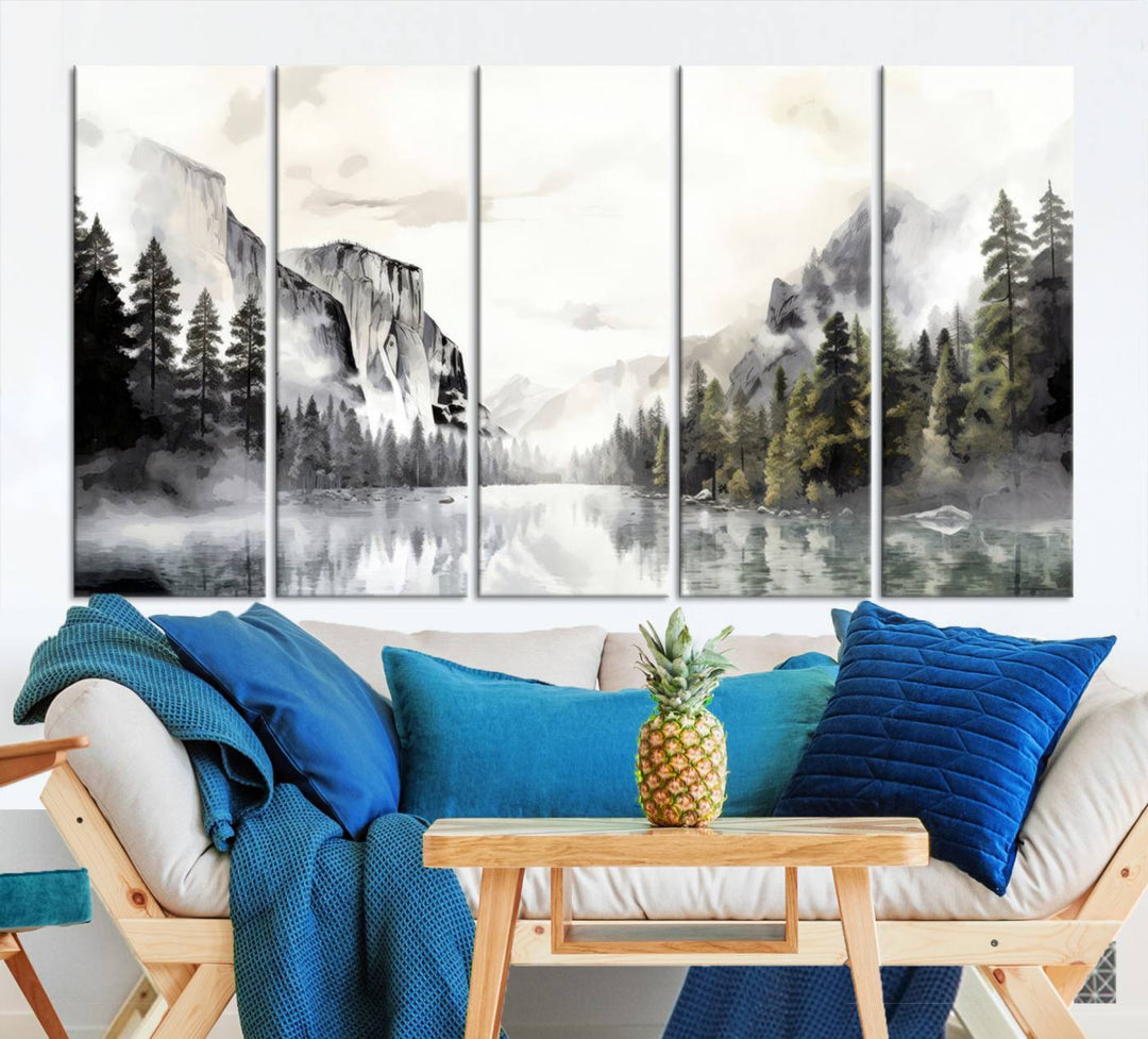 Yosemite National Park Watercolor Wall Art Canvas Print