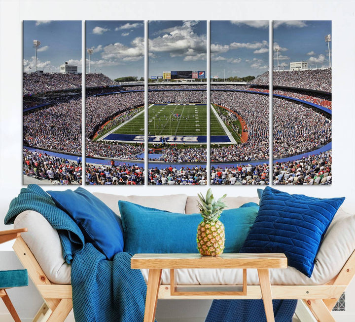 Buffalo Bills Football Team Print - Highmark Stadium Wall Art Canvas Print - Bills Stadium Game Day Triple Canvas Wall Art - Buffalo Bills NFL Match