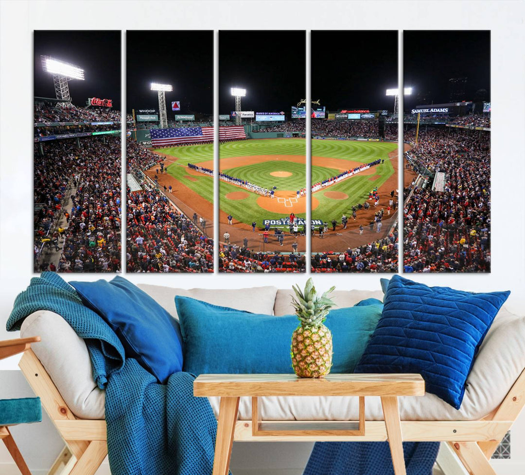 Fenway Park Postseason Triple Canvas Wall Art - Boston Red Sox Historic Game