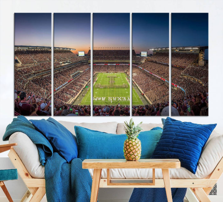 Texas A&M University Aggies Football Team Print - College Station Kyle Field Stadium Wall Art Canvas Print